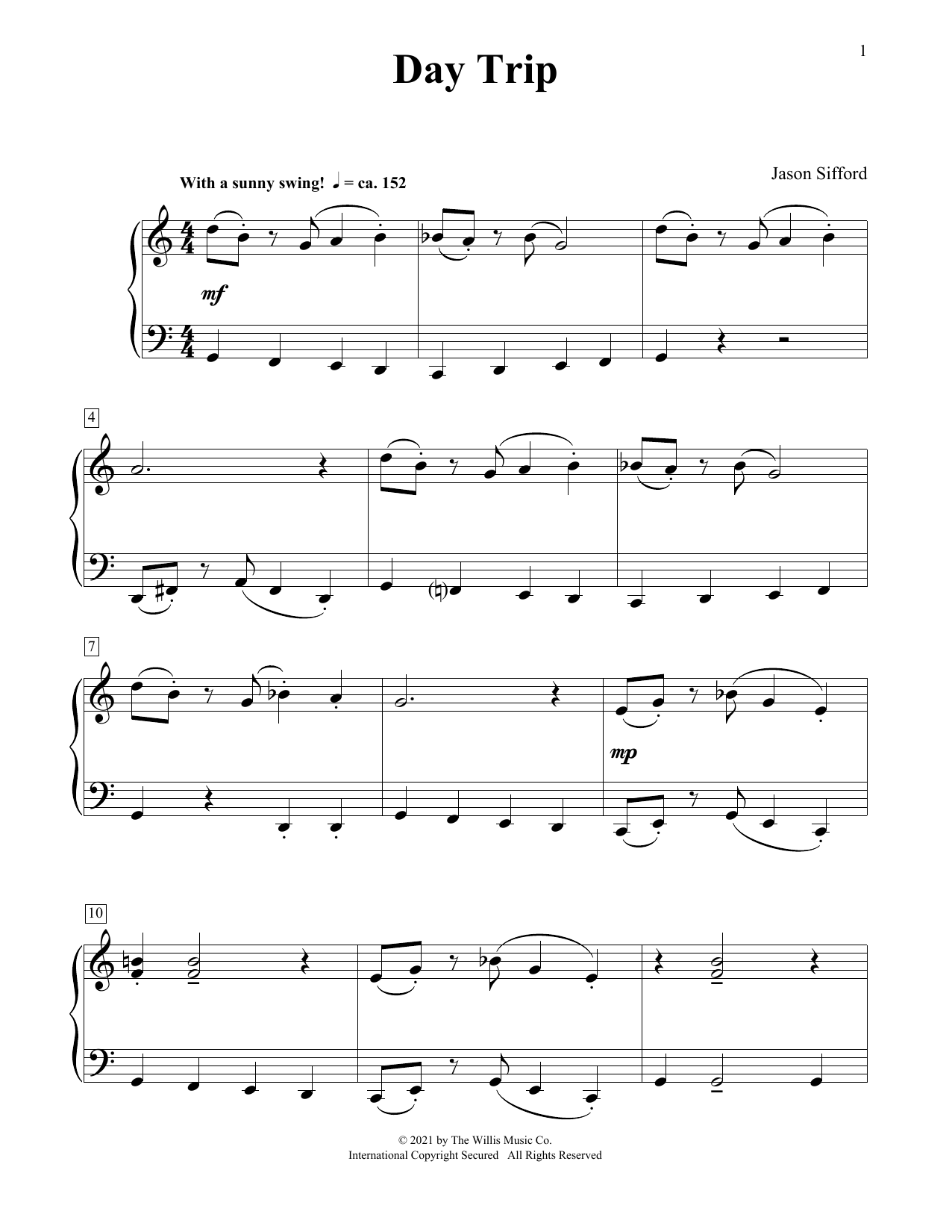 Learn to play Jason Sifford Day Trip sheet music for Piano Duet in minutes. Price: 6.9900$ Jason Sifford Day Trip sheet music notes and chords arranged for Piano Duet