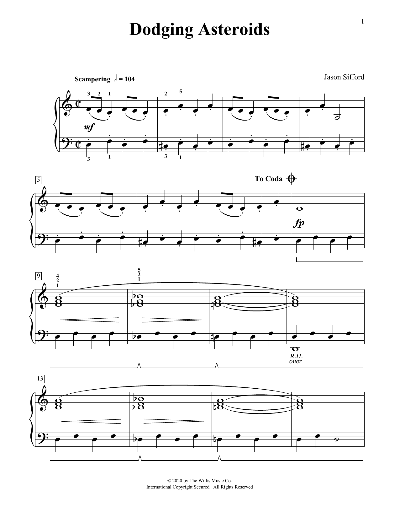 Learn to play Jason Sifford Dodging Asteroids sheet music for Educational Piano in minutes. Price: 6.9900$ Jason Sifford Dodging Asteroids sheet music notes and chords arranged for Educational Piano