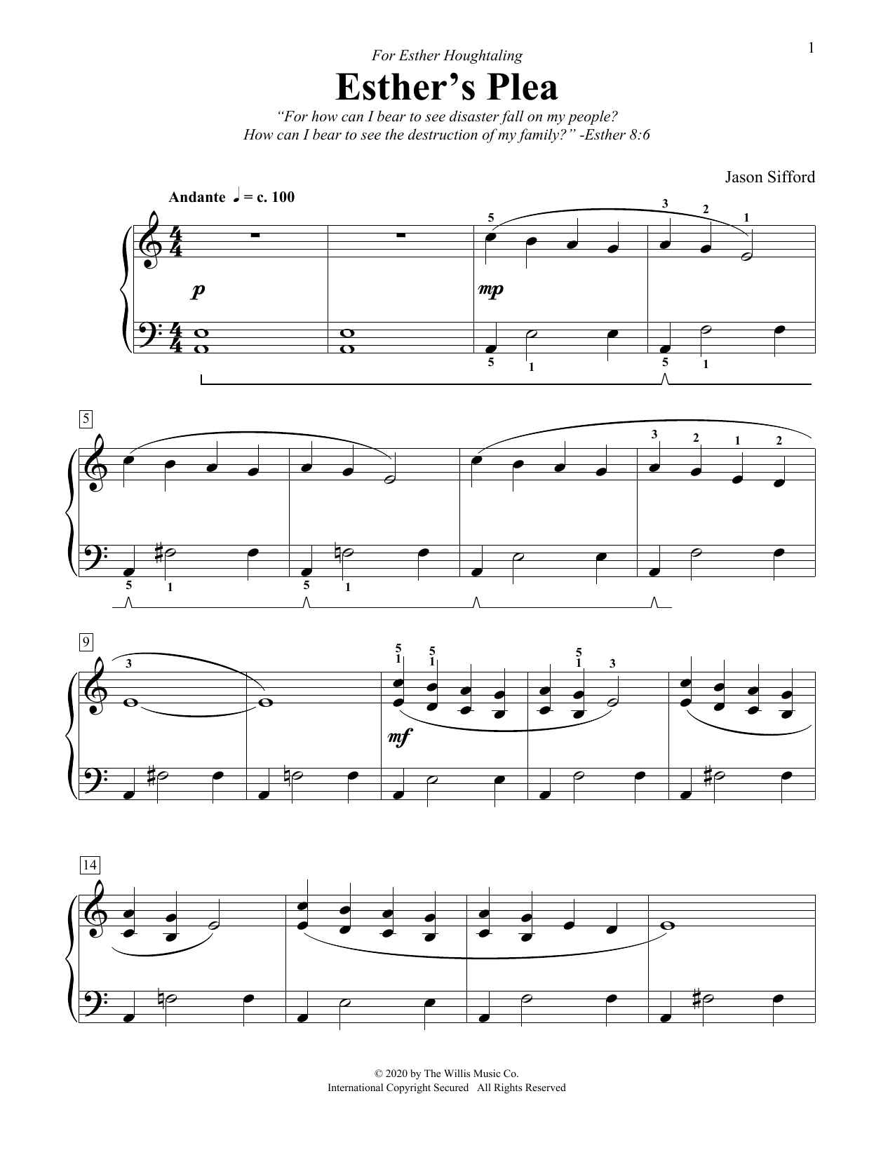 Jason Sifford Esther's Plea sheet music notes and chords. Download Printable PDF.