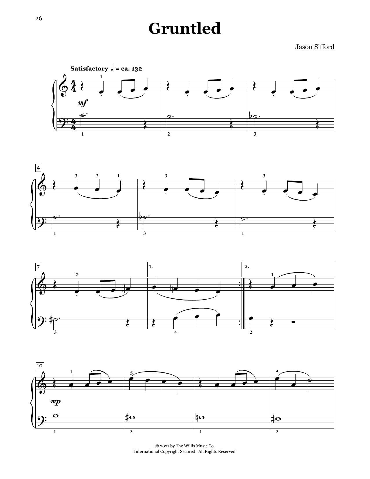 Learn to play Jason Sifford Gruntled sheet music for Piano Duet in minutes. Price: 7.8900$ Jason Sifford Gruntled sheet music notes and chords arranged for Piano Duet