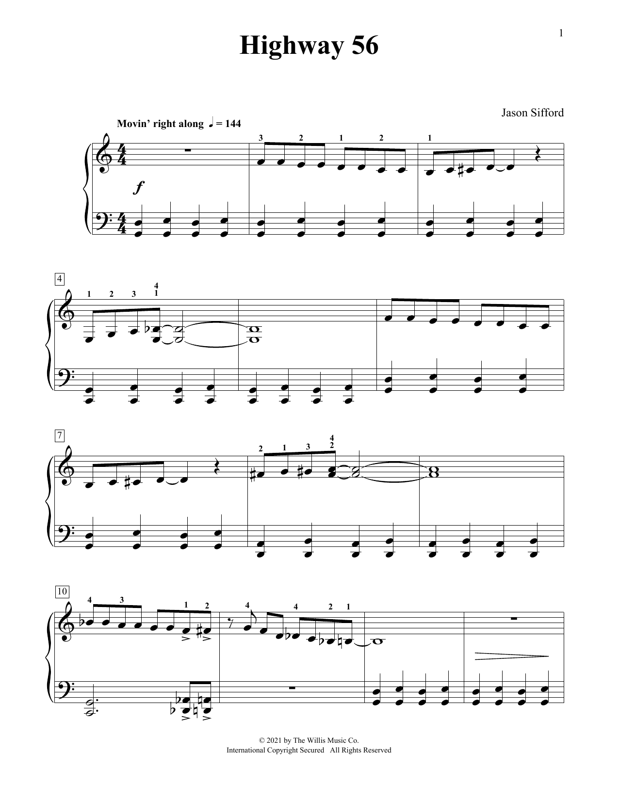 Learn to play Jason Sifford Highway 56 sheet music for Piano Duet in minutes. Price: 6.9900$ Jason Sifford Highway 56 sheet music notes and chords arranged for Piano Duet
