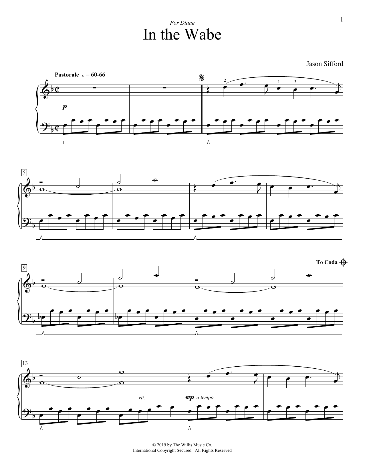 Jason Sifford In The Wabe sheet music notes and chords. Download Printable PDF.