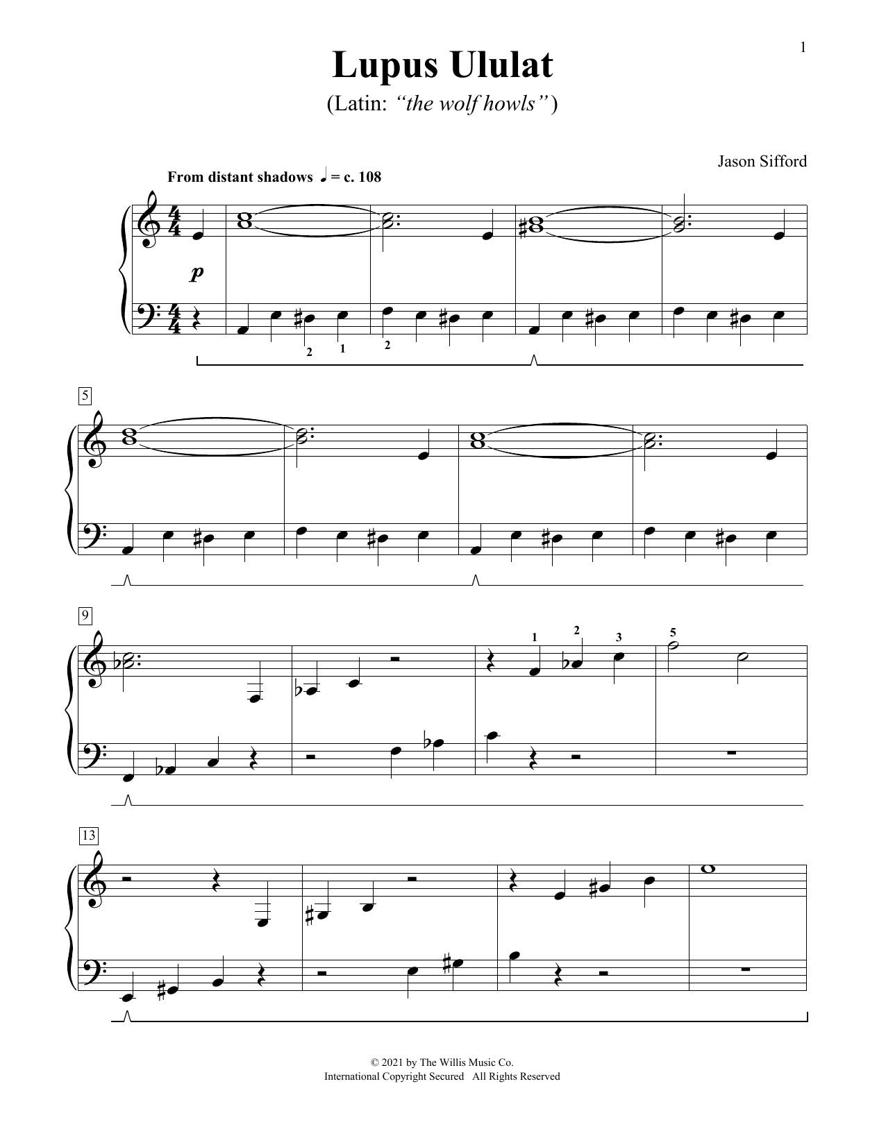 Jason Sifford Lupus Ululat (The Wolf Howls) sheet music notes and chords. Download Printable PDF.