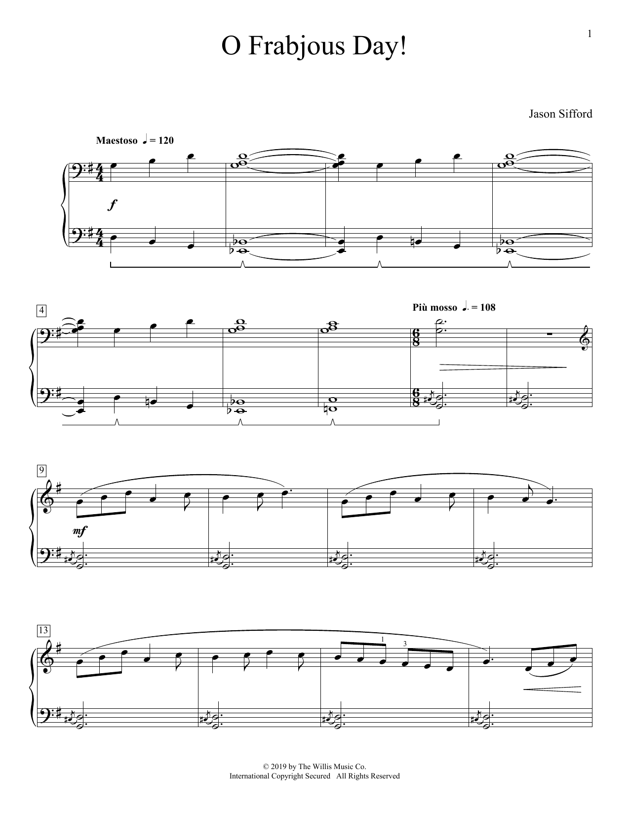 Jason Sifford O Frabjous Day! sheet music notes and chords. Download Printable PDF.