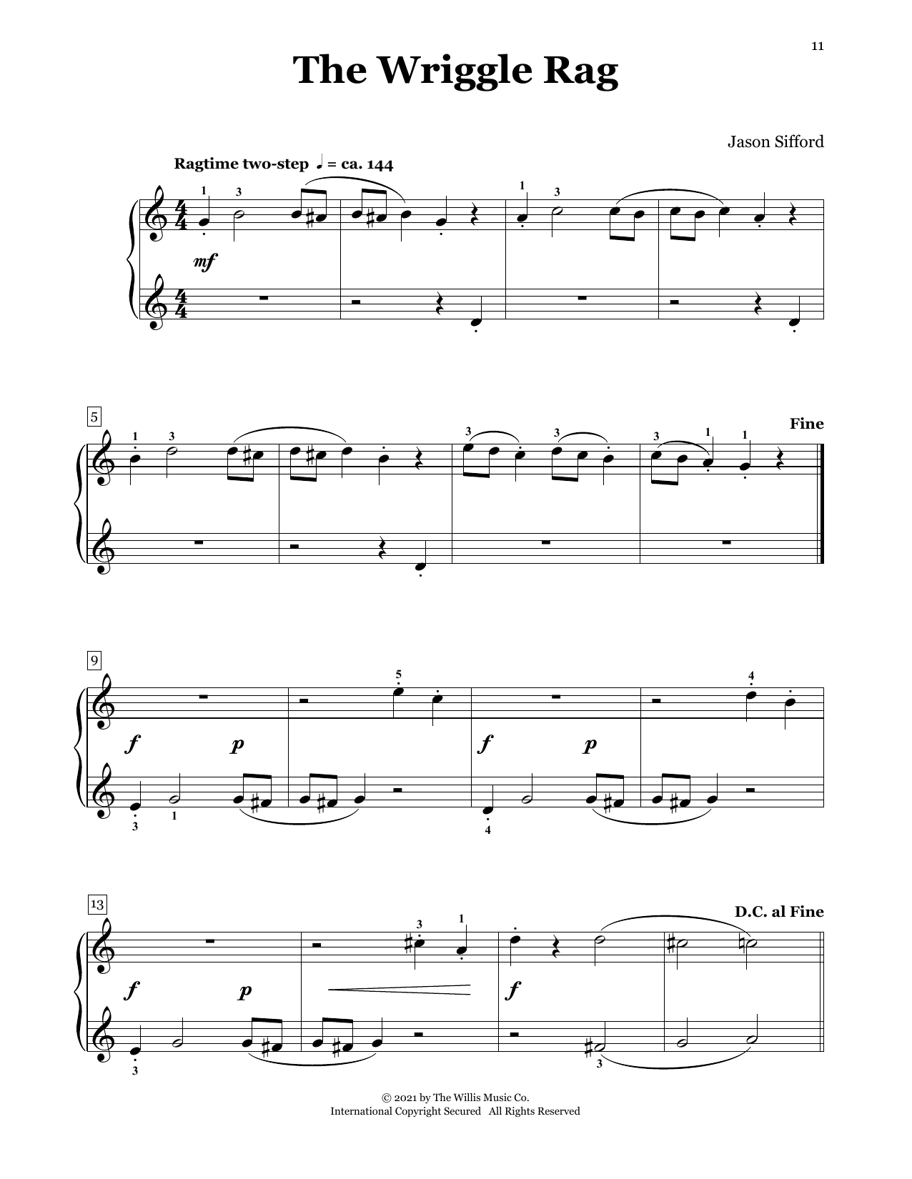 Learn to play Jason Sifford The Wriggle Rag sheet music for Piano Duet in minutes. Price: 7.8900$ Jason Sifford The Wriggle Rag sheet music notes and chords arranged for Piano Duet