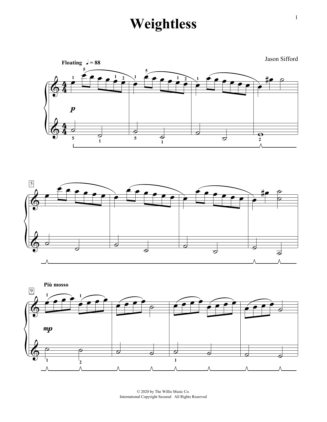 Learn to play Jason Sifford Weightless sheet music for Educational Piano in minutes. Price: 6.9900$ Jason Sifford Weightless sheet music notes and chords arranged for Educational Piano