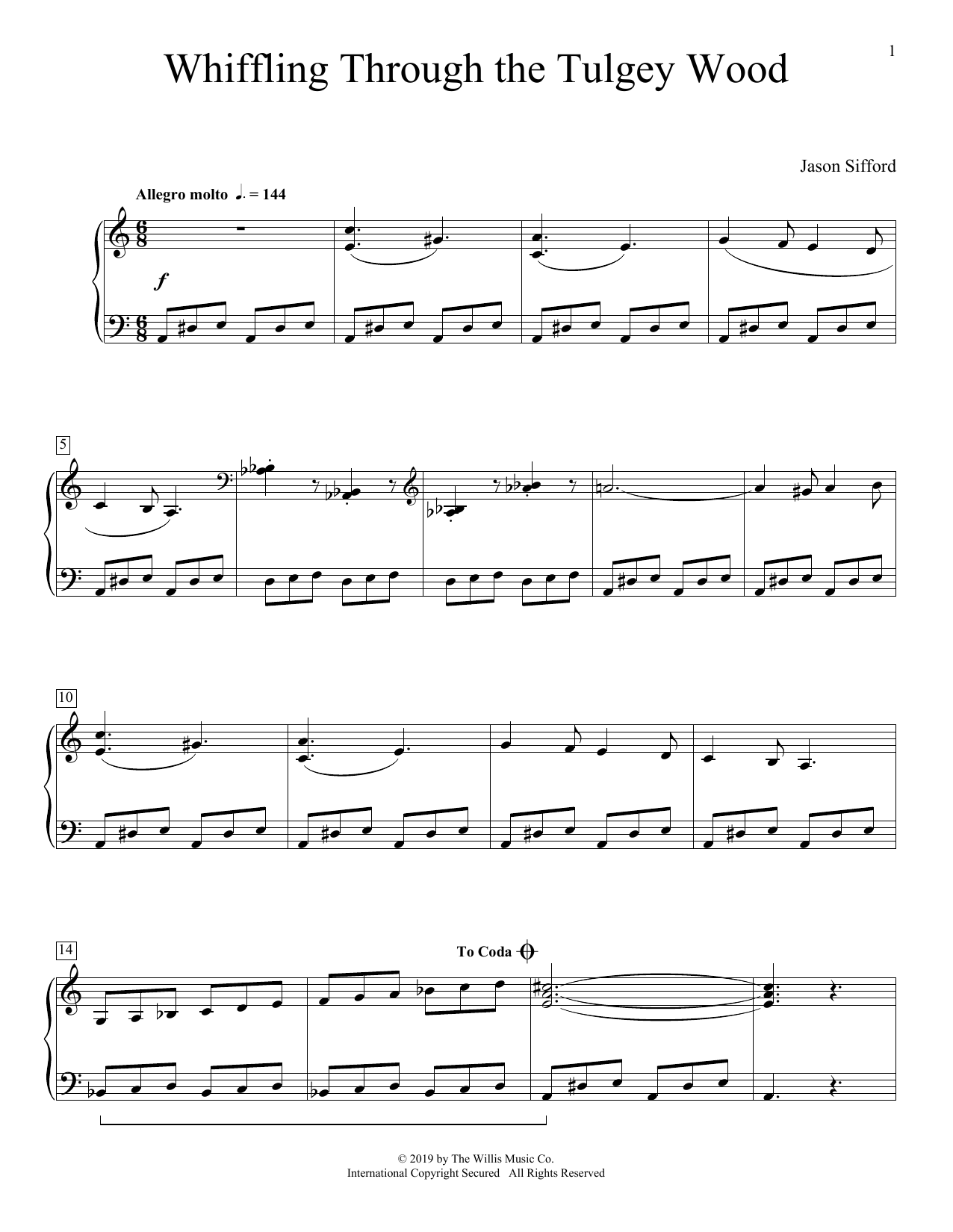 Jason Sifford Whiffling Through The Tulgey Wood sheet music notes and chords arranged for Educational Piano