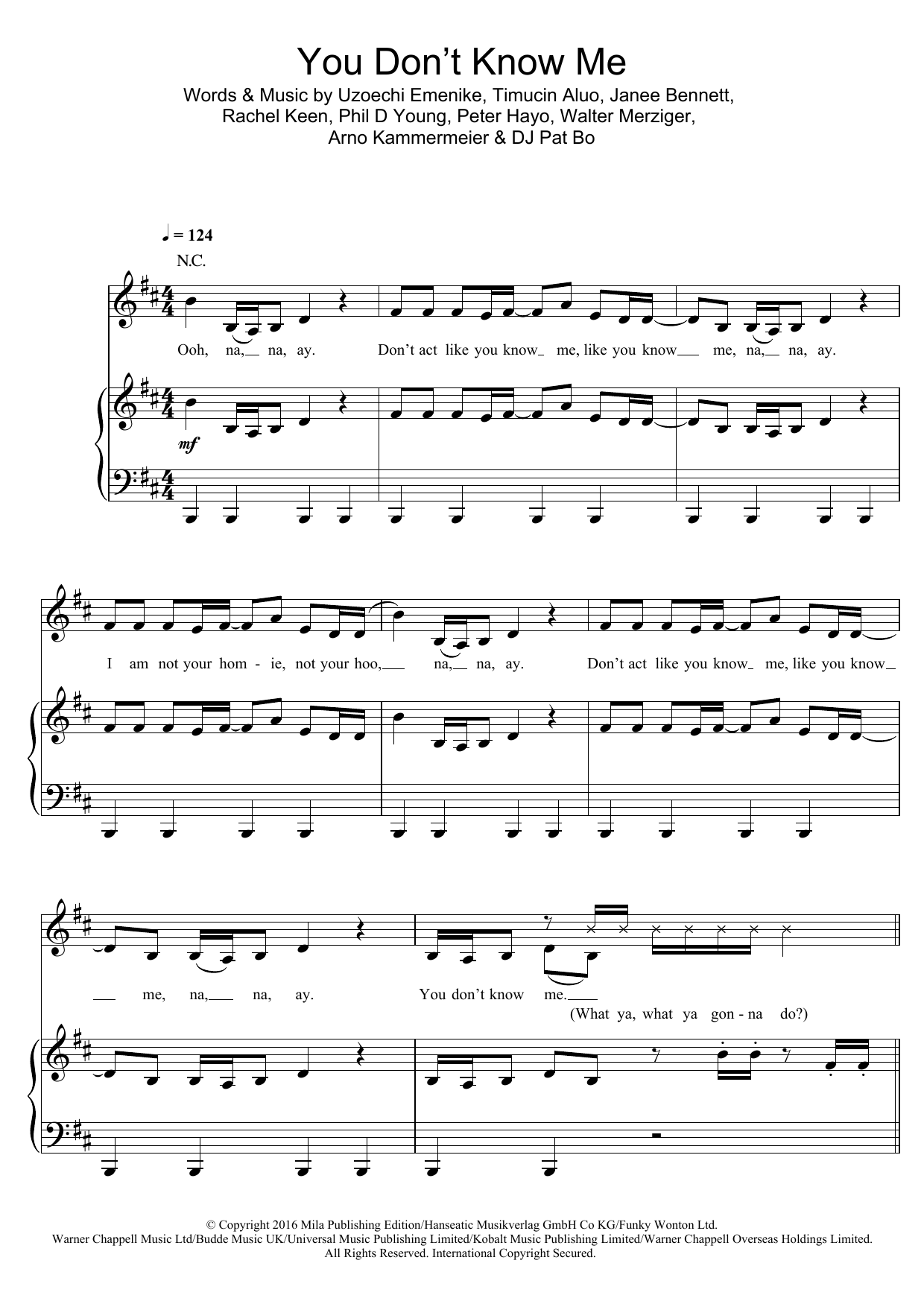 Learn to play Jax Jones You Don't Know Me (feat. RAYE) sheet music for Piano, Vocal & Guitar Chords in minutes. Price: 7.8900$ Jax Jones You Don't Know Me (feat. RAYE) sheet music notes and chords arranged for Piano, Vocal & Guitar Chords