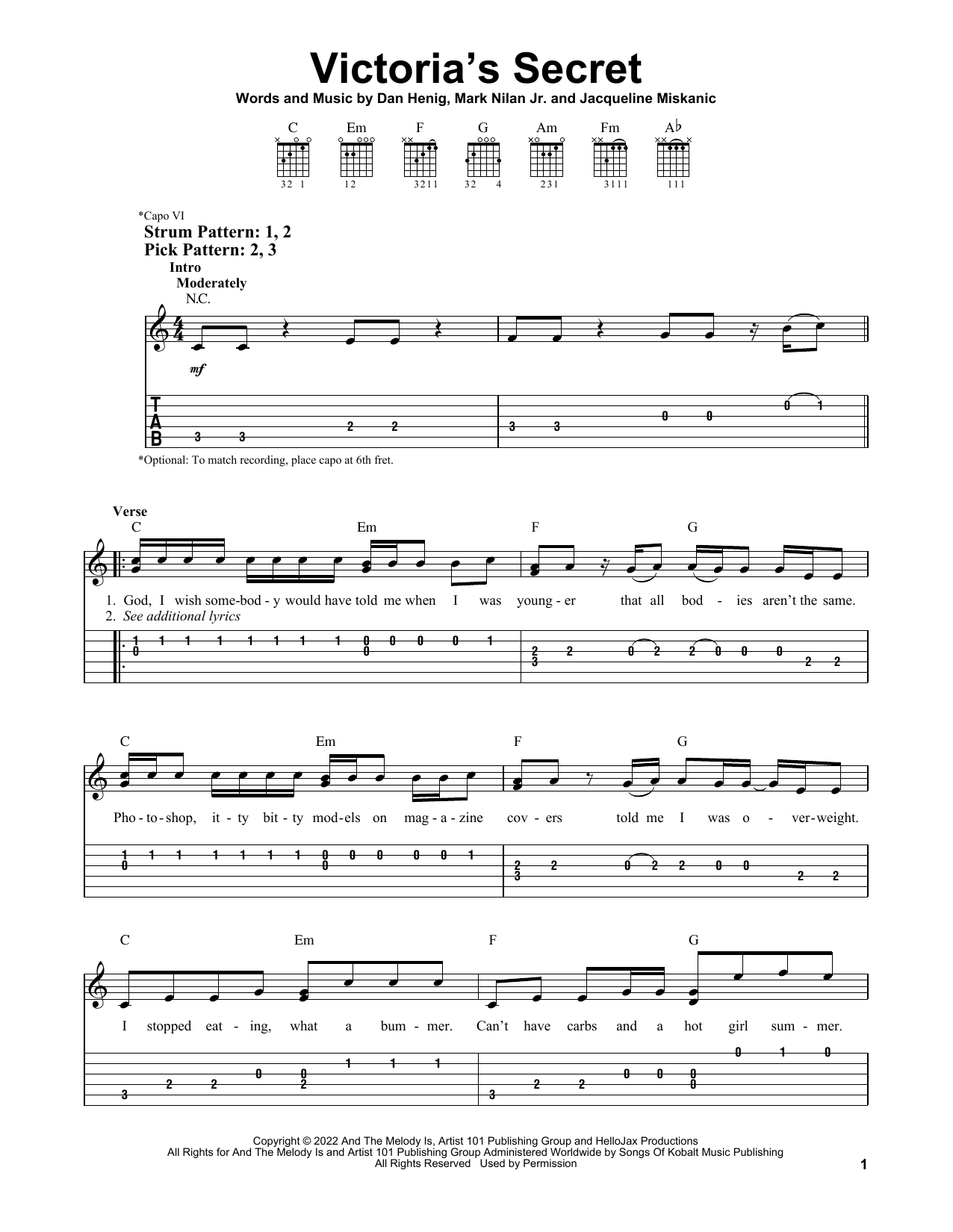 Jax Victoria's Secret sheet music notes and chords. Download Printable PDF.