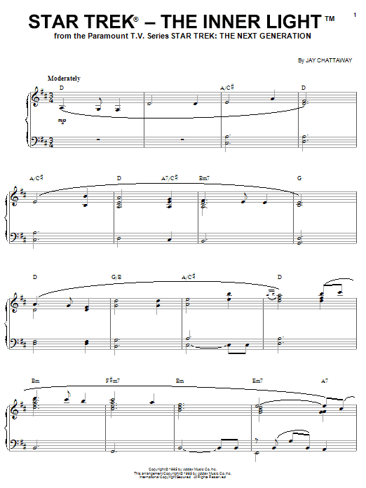 Jay Chattaway Star Trek(R) - The Inner Light sheet music notes and chords. Download Printable PDF.