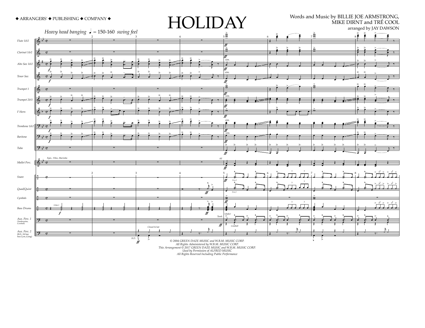 Jay Dawson Holiday - Full Score sheet music notes and chords. Download Printable PDF.