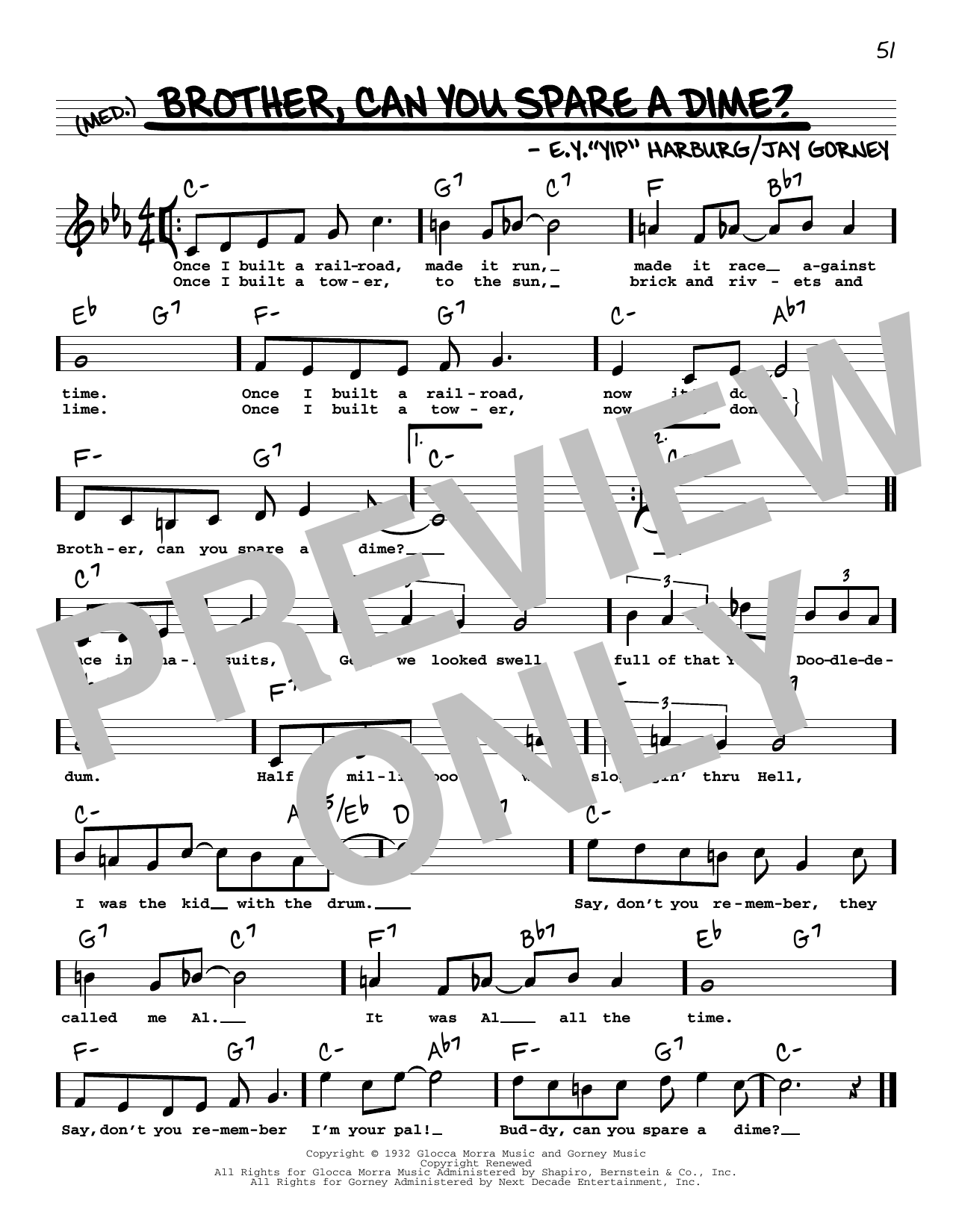 Jay Gorney Brother, Can You Spare A Dime? (High Voice) sheet music notes and chords. Download Printable PDF.