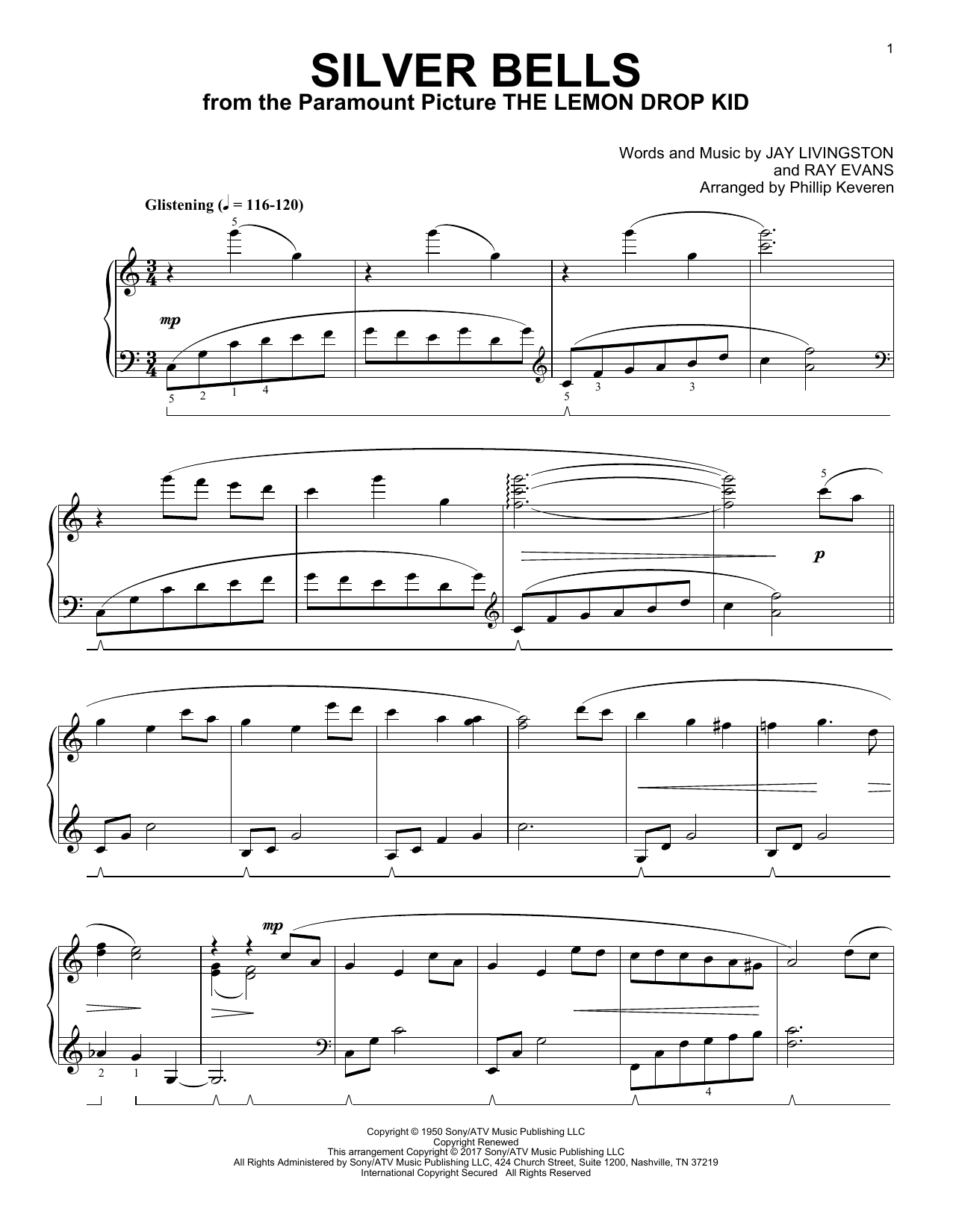 Jay Livingston Silver Bells [Classical version] (arr. Phillip Keveren) sheet music notes and chords. Download Printable PDF.