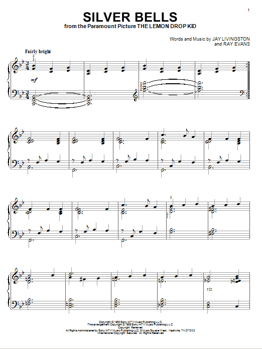 Jay Livingston Silver Bells sheet music notes and chords. Download Printable PDF.