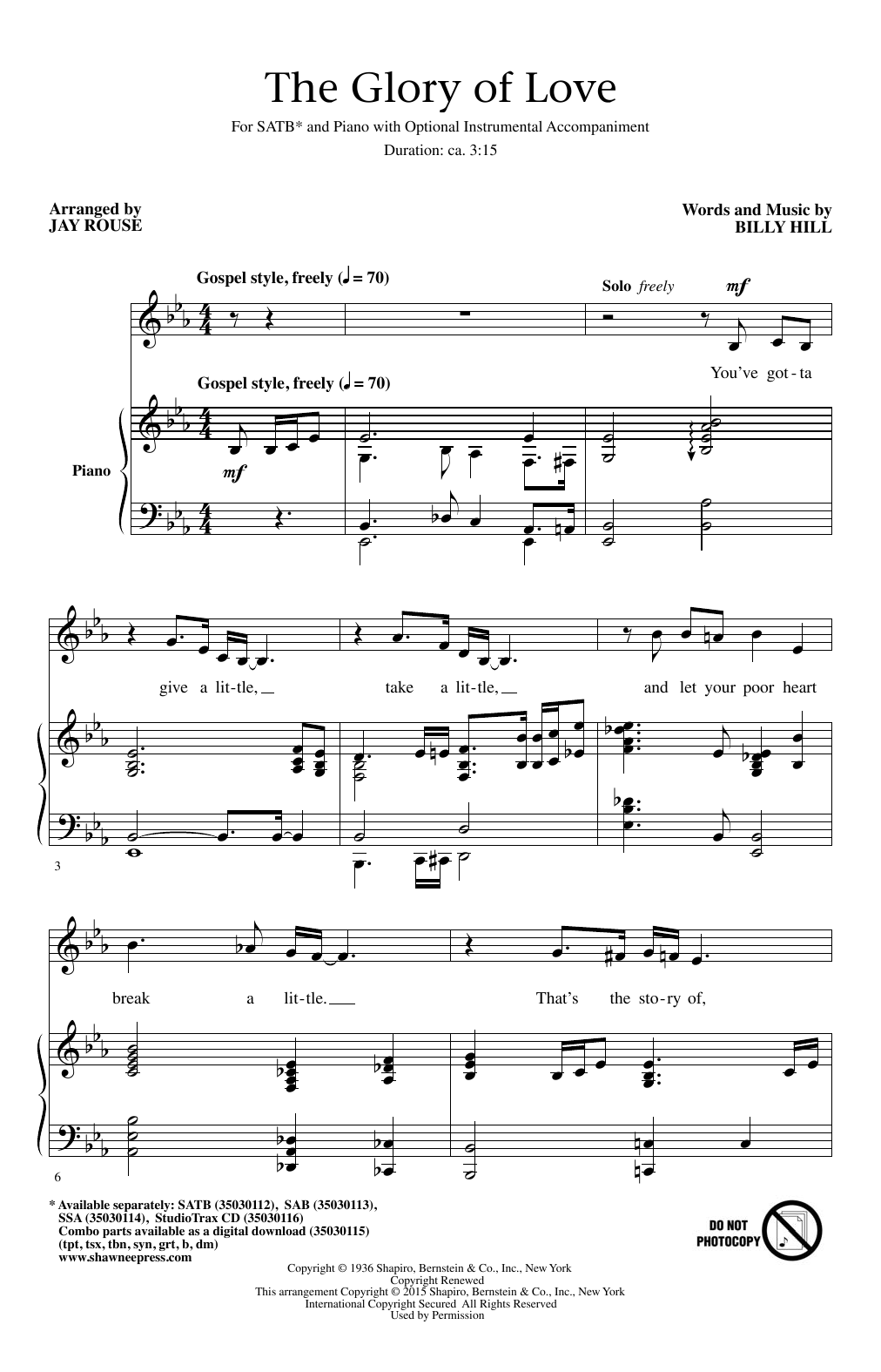 Jay Rouse The Glory Of Love sheet music notes and chords. Download Printable PDF.