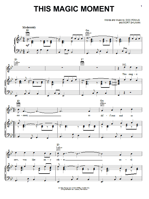 Jay & The Americans This Magic Moment sheet music notes and chords. Download Printable PDF.