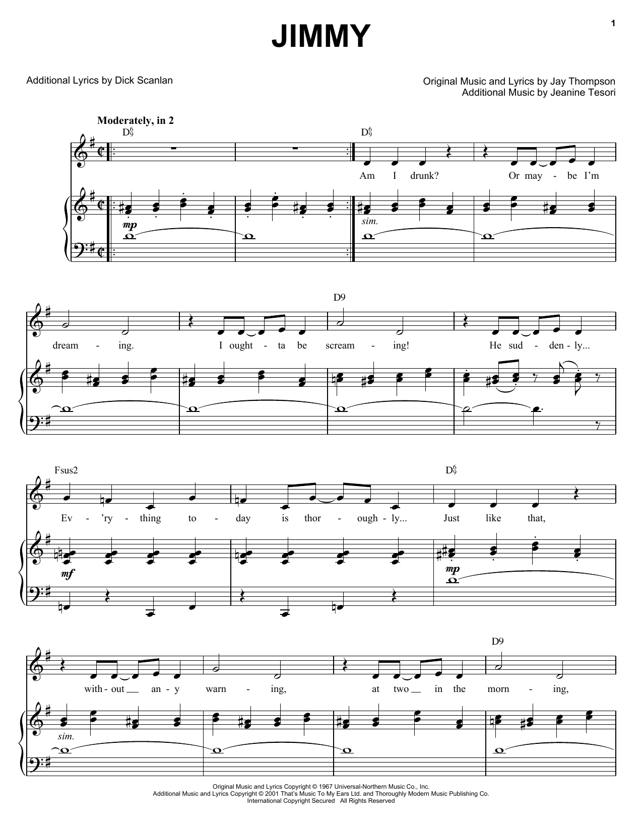 Jay Thompson Jimmy (from Thoroughly Modern Millie) sheet music notes and chords. Download Printable PDF.