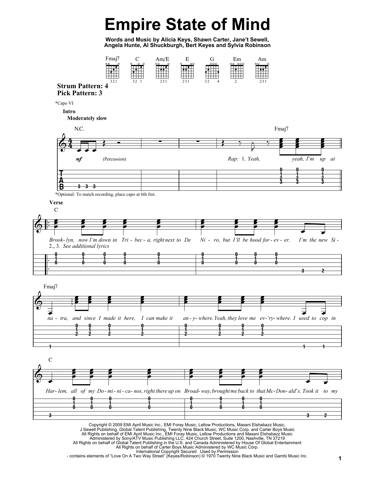 Jay-Z Empire State Of Mind (feat. Alicia Keys) sheet music notes and chords. Download Printable PDF.