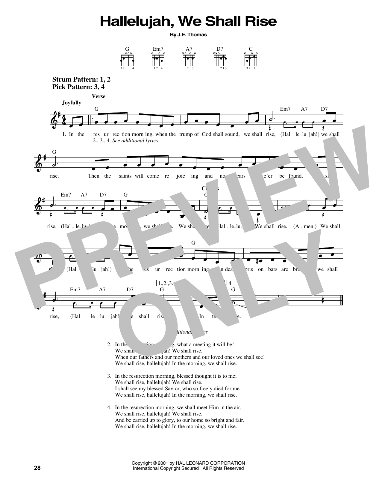 J.E. Thomas Hallelujah, We Shall Rise sheet music notes and chords. Download Printable PDF.