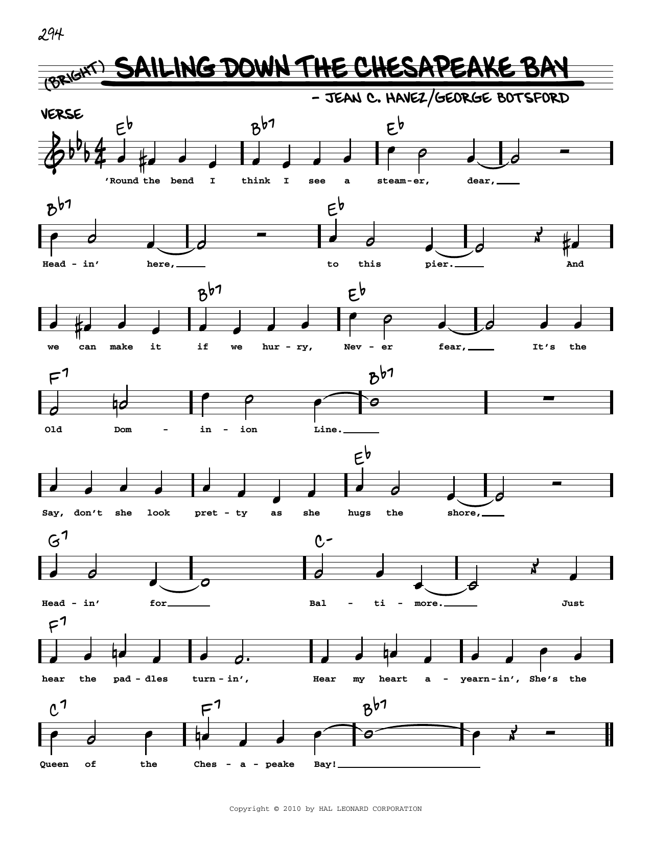 Jean C. Havez Sailing Down The Chesapeake Bay (arr. Robert Rawlins) sheet music notes and chords. Download Printable PDF.