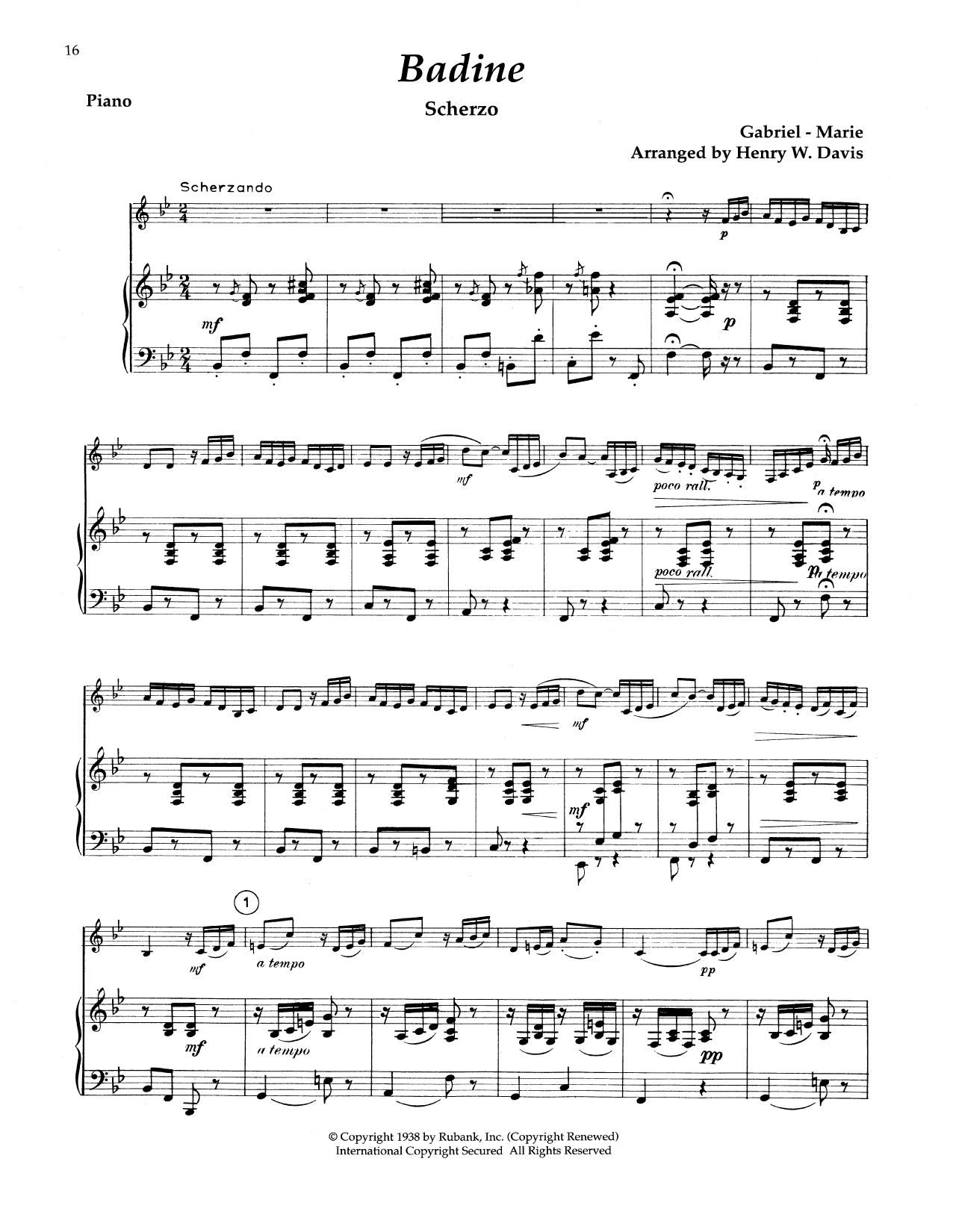 Jean Gabriel-Marie Badine (Scherzo) sheet music notes and chords. Download Printable PDF.