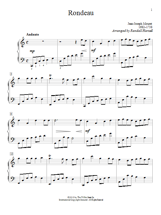 Jean-Joseph Mouret Rondeau sheet music notes and chords. Download Printable PDF.