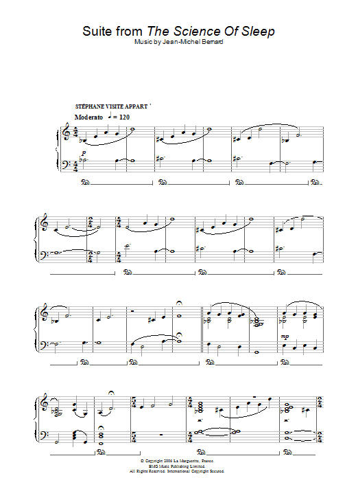 Learn to play Jean-Michel Bernard Suite (from The Science Of Sleep) sheet music for Piano Solo in minutes. Price: 7.8900$ Jean-Michel Bernard Suite (from The Science Of Sleep) sheet music notes and chords arranged for Piano Solo