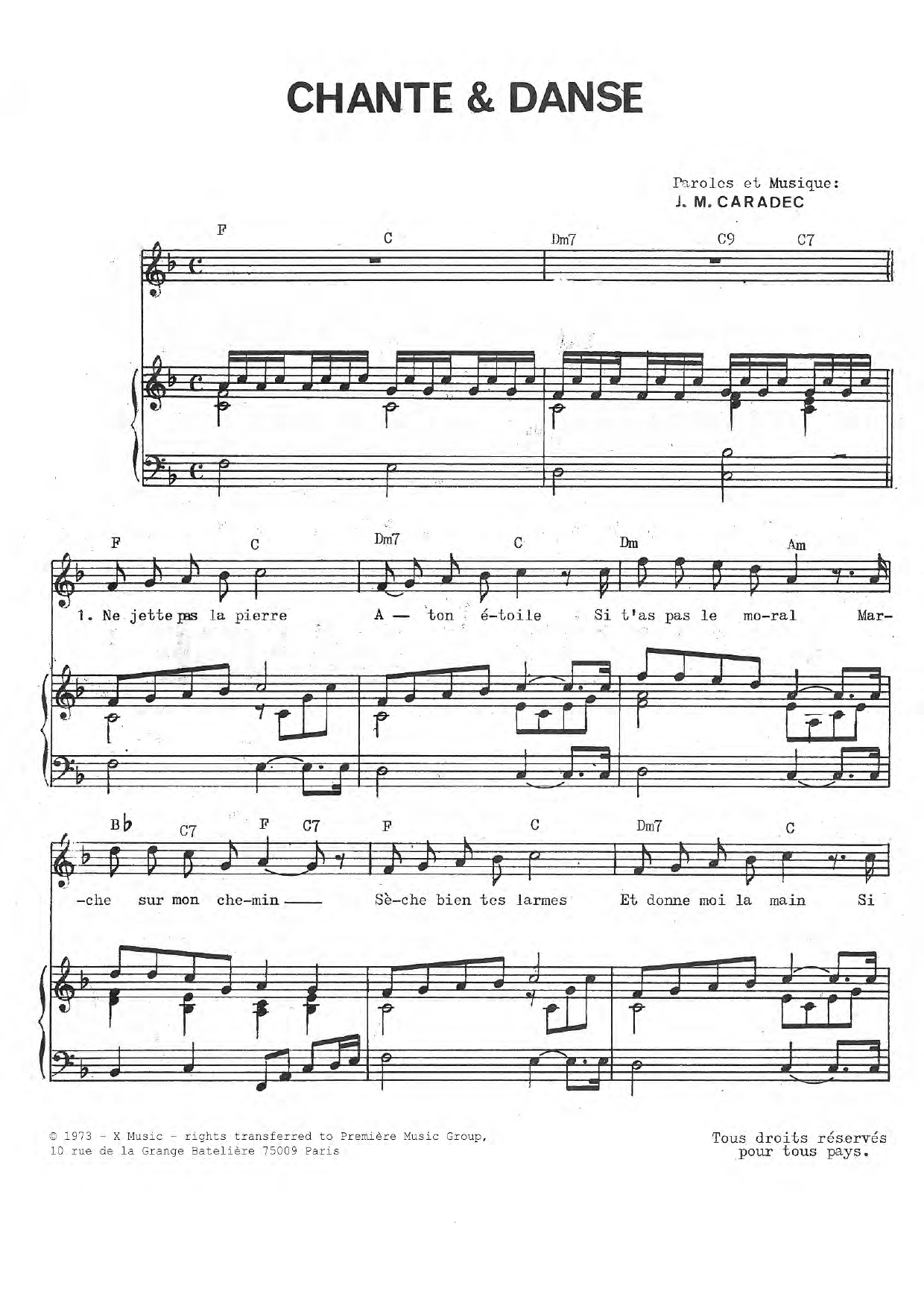 Learn to play Jean-Michel Caradec Chante & Danse sheet music for Piano & Vocal in minutes. Price: 7.8900$ Jean-Michel Caradec Chante & Danse sheet music notes and chords arranged for Piano & Vocal