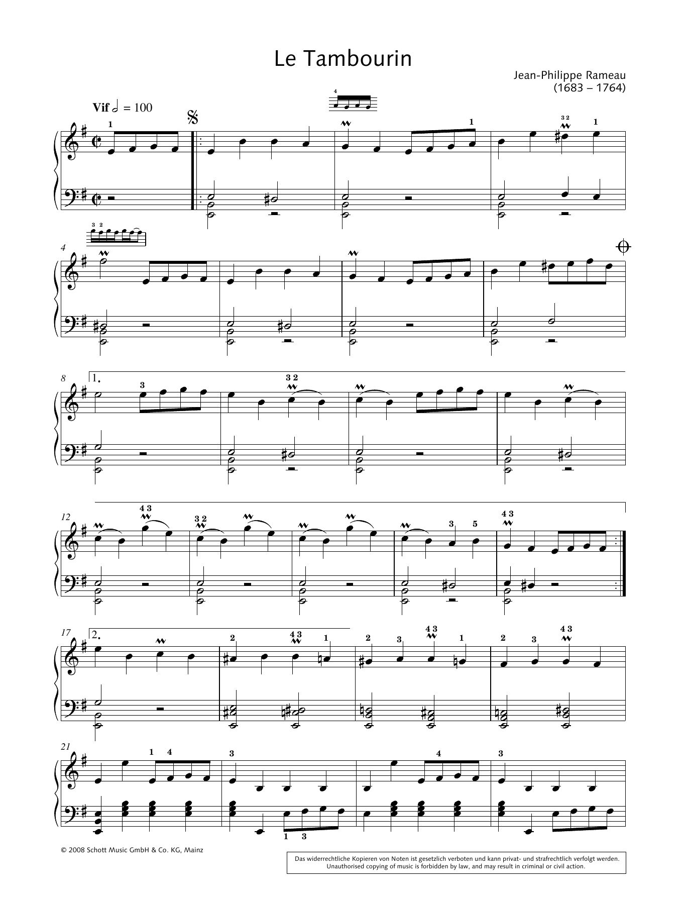 Learn to play Jean-Philippe Rameau Le Tambourin sheet music for Piano Solo in minutes. Price: 6.9900$ Jean-Philippe Rameau Le Tambourin sheet music notes and chords arranged for Piano Solo