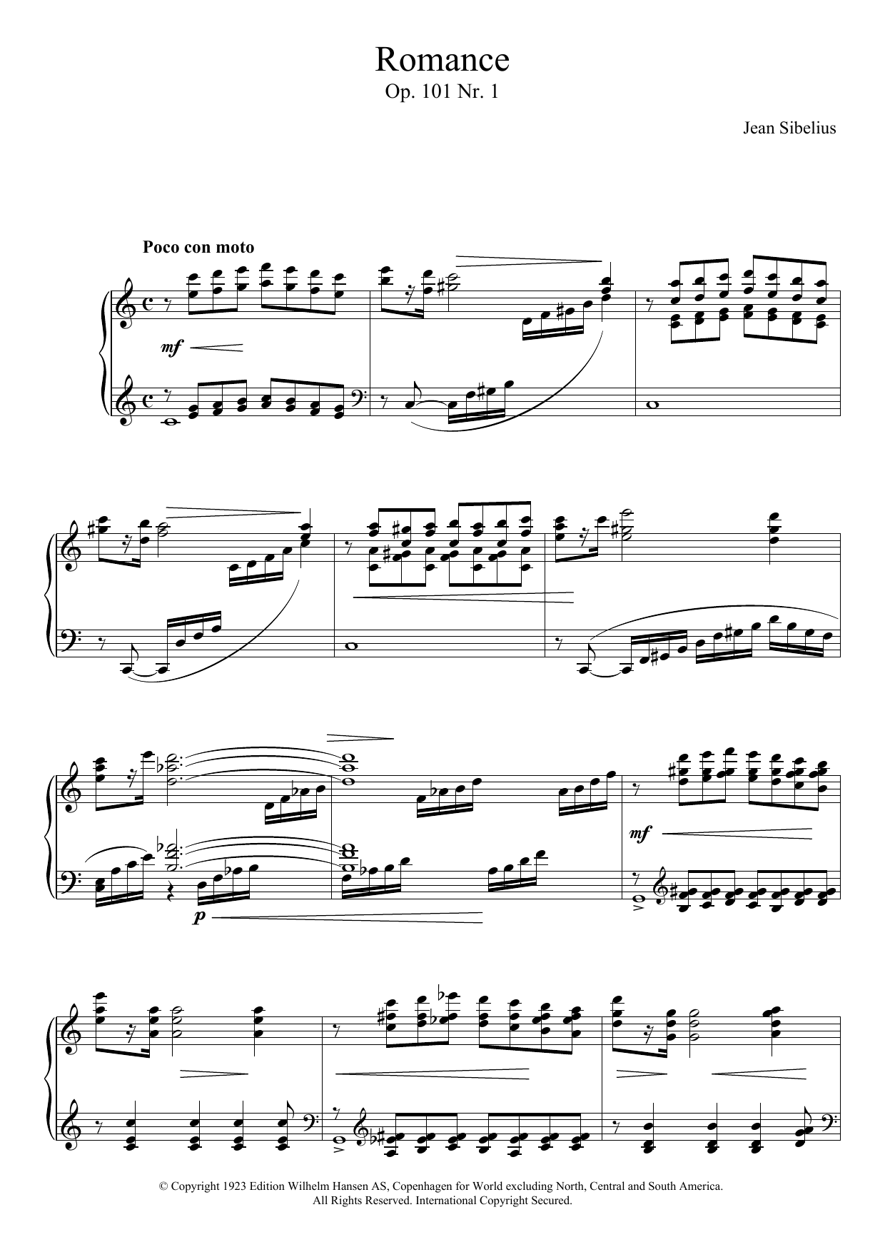 Learn to play Jean Sibelius 5 Morceaux Romantiques, Op.101 - I. Romance sheet music for Piano Solo in minutes. Price: 7.8900$ Jean Sibelius 5 Morceaux Romantiques, Op.101 - I. Romance sheet music notes and chords arranged for Piano Solo