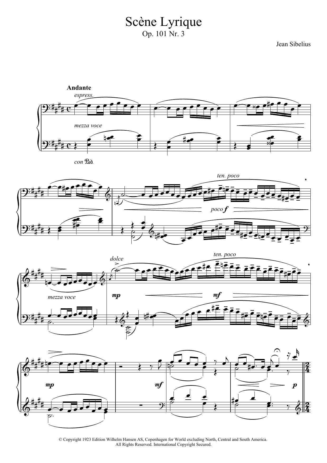 Learn to play Jean Sibelius 5 Morceaux Romantiques, Op.101 - III. Scène Lyrique sheet music for Piano Solo in minutes. Price: 7.8900$ Jean Sibelius 5 Morceaux Romantiques, Op.101 - III. Scène Lyrique sheet music notes and chords arranged for Piano Solo