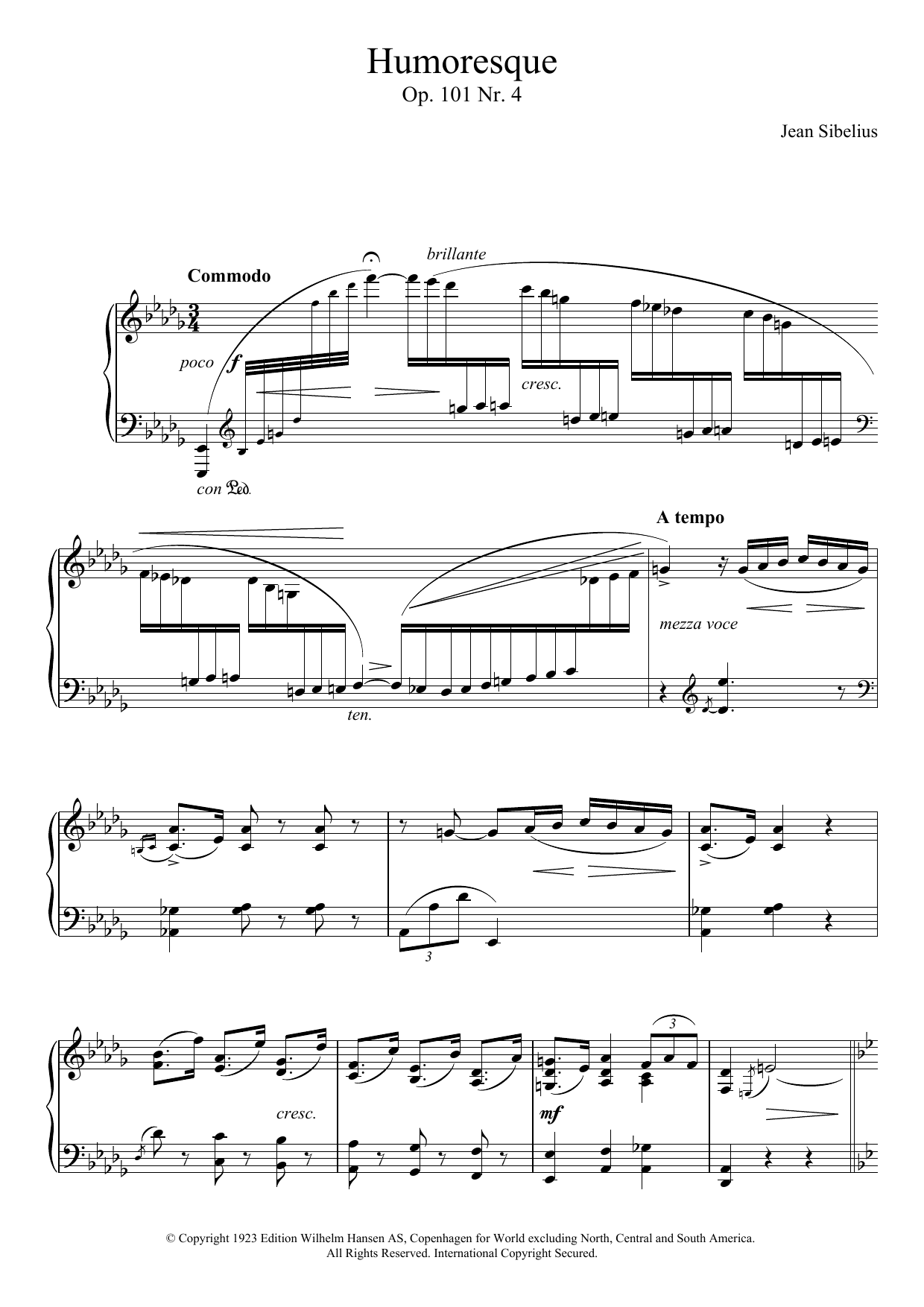 Learn to play Jean Sibelius 5 Morceaux Romantiques, Op.101 - IV. Humoresque sheet music for Piano Solo in minutes. Price: 7.8900$ Jean Sibelius 5 Morceaux Romantiques, Op.101 - IV. Humoresque sheet music notes and chords arranged for Piano Solo