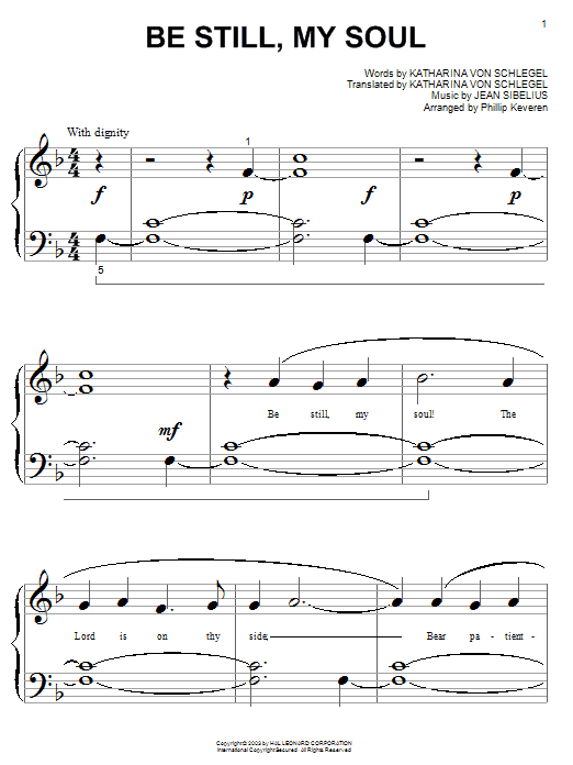 Katharina von Schegel Be Still My Soul sheet music notes and chords. Download Printable PDF.