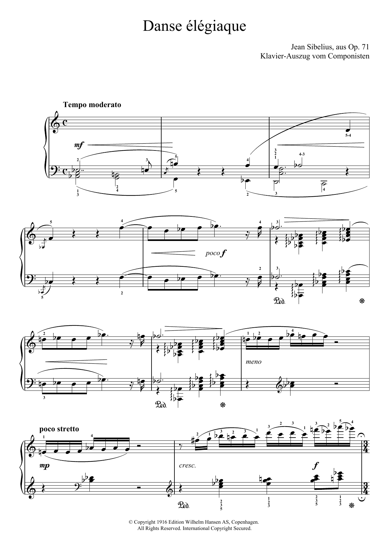 Learn to play Jean Sibelius Danse Élégiaque (From Scaramouche, Op.71) sheet music for Piano Solo in minutes. Price: 7.8900$ Jean Sibelius Danse Élégiaque (From Scaramouche, Op.71) sheet music notes and chords arranged for Piano Solo