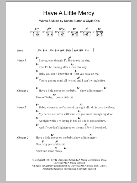 Jean Wells Have A Little Mercy sheet music notes and chords. Download Printable PDF.