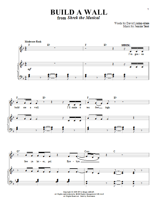 Learn to play Jeanine Tesori Build A Wall sheet music for Piano & Vocal in minutes. Price: 7.8900$ Jeanine Tesori Build A Wall sheet music notes and chords arranged for Piano & Vocal