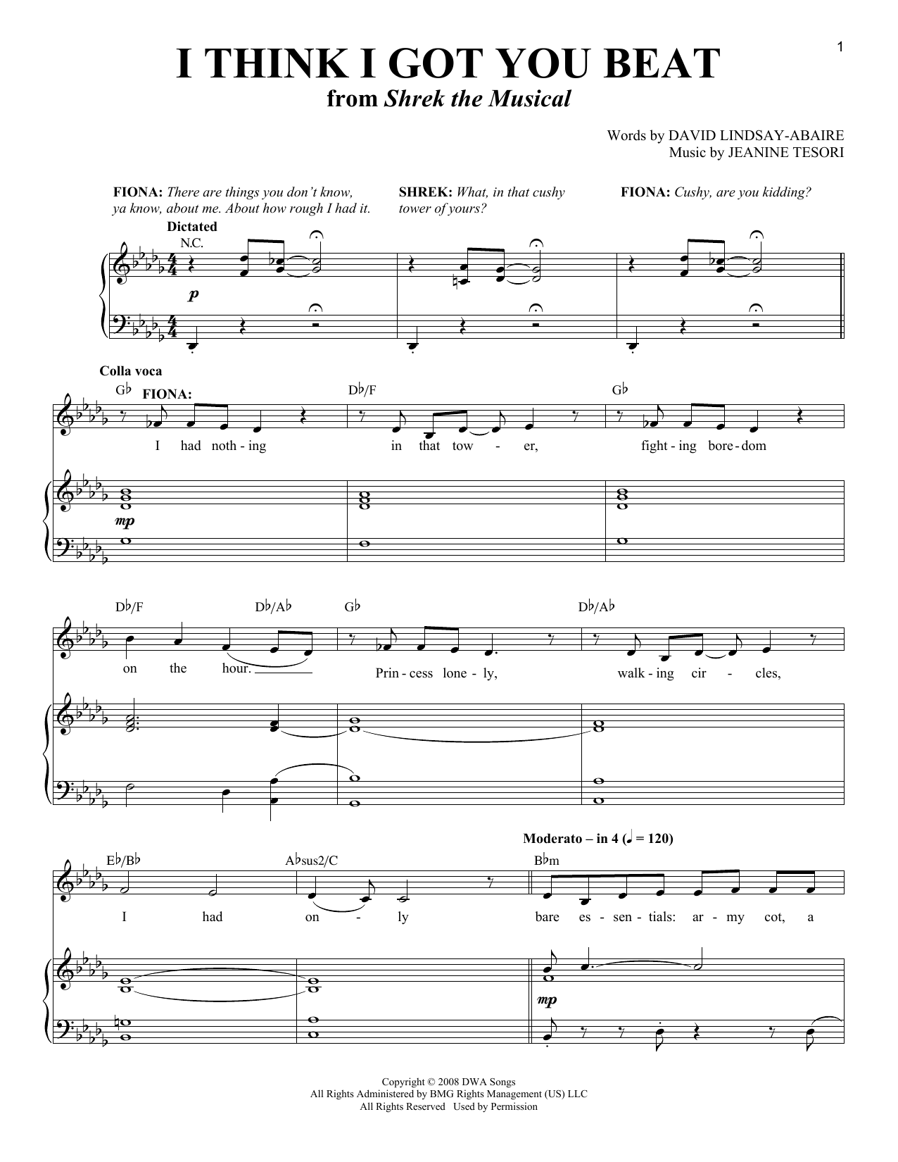 Jeanine Tesori I Think I Got You Beat sheet music notes and chords. Download Printable PDF.