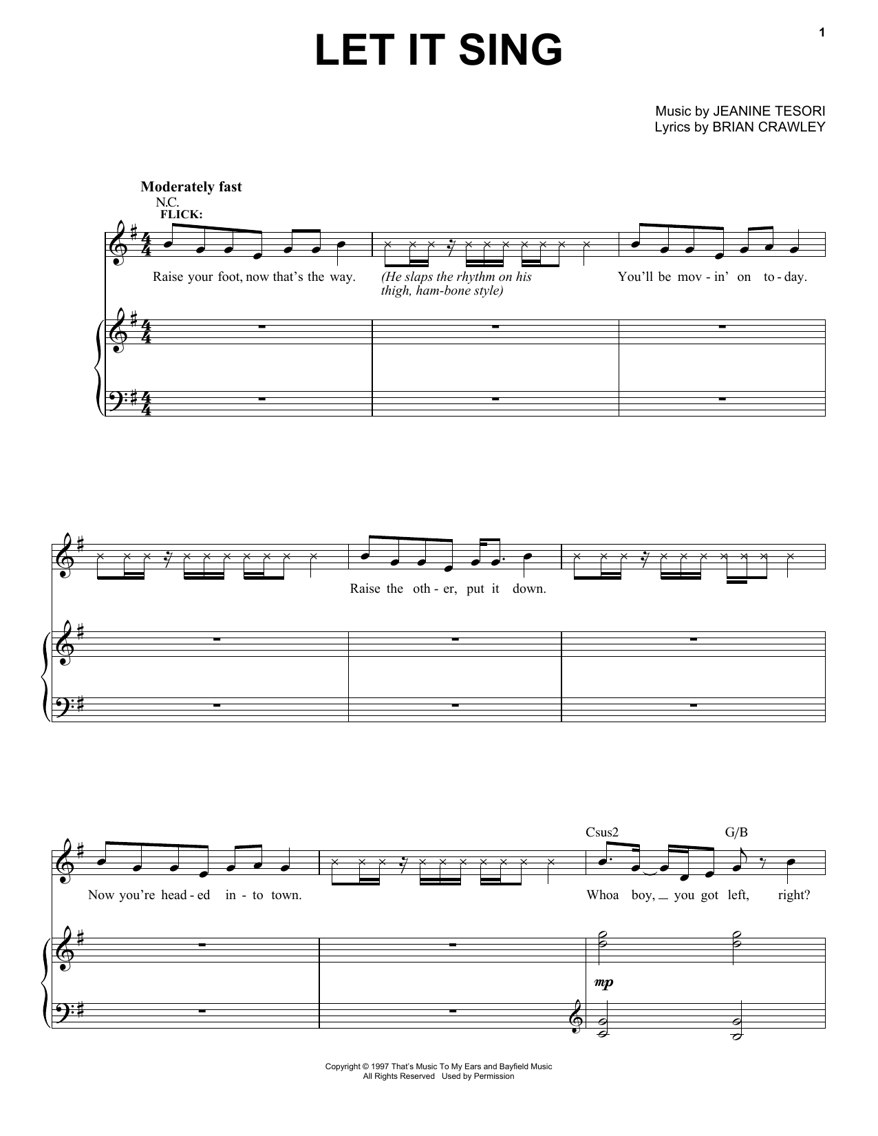 Jeanine Tesori Let It Sing sheet music notes and chords. Download Printable PDF.