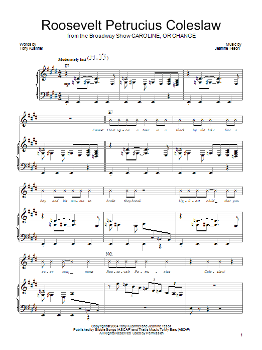 Learn to play Jeanine Tesori Roosevelt Petrucius Coleslaw sheet music for Piano, Vocal & Guitar Chords (Right-Hand Melody) in minutes. Price: 7.8900$ Jeanine Tesori Roosevelt Petrucius Coleslaw sheet music notes and chords arranged for Piano, Vocal & Guitar Chords (Right-Hand Melody)