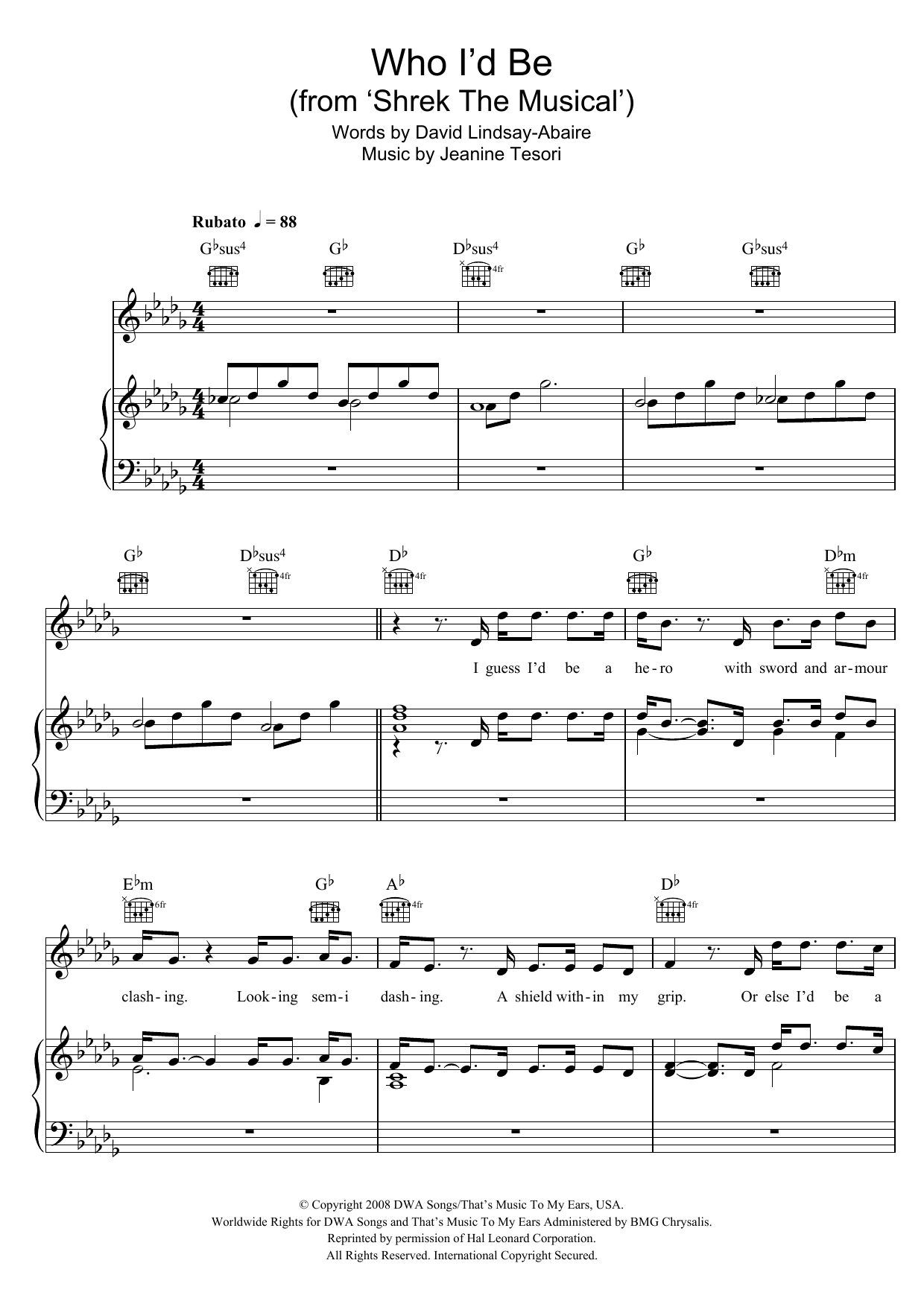 Jeanine Tesori Who I'd Be sheet music notes and chords. Download Printable PDF.