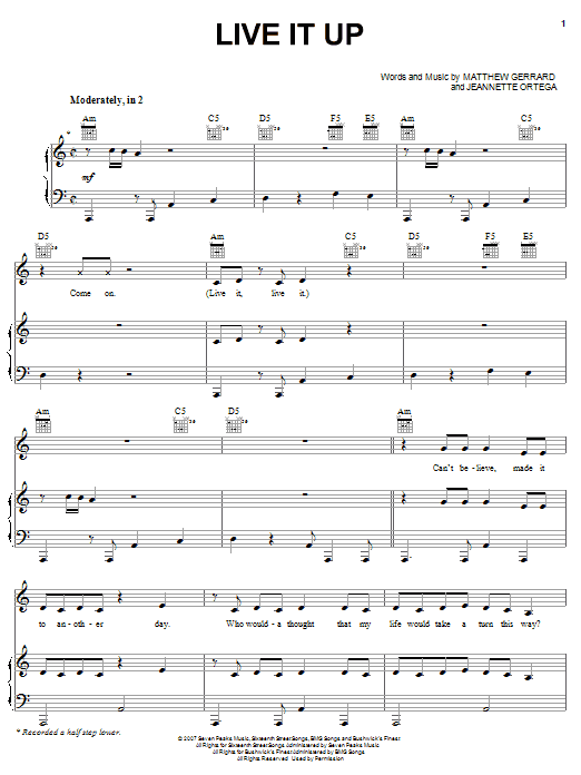 Learn to play Jeannie Ortega Live It Up sheet music for Piano, Vocal & Guitar Chords (Right-Hand Melody) in minutes. Price: 7.8900$ Jeannie Ortega Live It Up sheet music notes and chords arranged for Piano, Vocal & Guitar Chords (Right-Hand Melody)