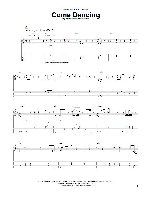 Learn to play Jeff Beck Come Dancing sheet music for Guitar Tab in minutes. Price: 7.8900$ Jeff Beck Come Dancing sheet music notes and chords arranged for Guitar Tab