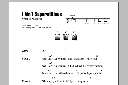 Jeff Beck I Ain't Superstitious sheet music notes and chords. Download Printable PDF.