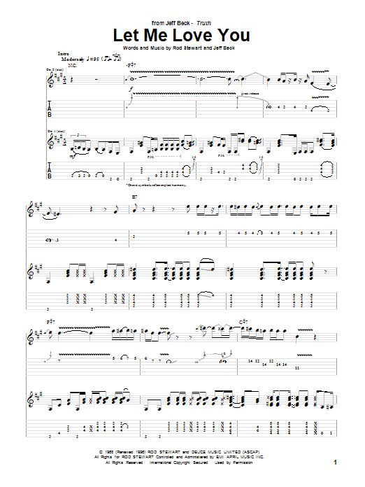 Jeff Beck Let Me Love You sheet music notes and chords arranged for Real Book – Melody, Lyrics & Chords