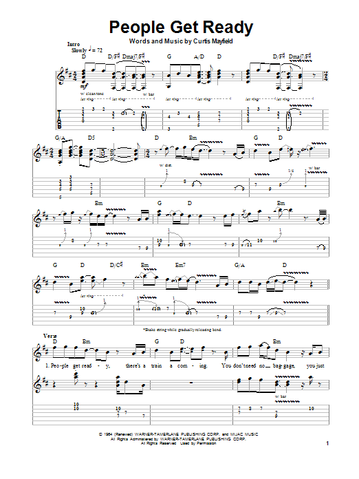 Jeff Beck People Get Ready sheet music notes and chords. Download Printable PDF.