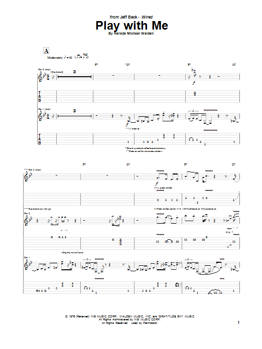 Learn to play Jeff Beck Play With Me sheet music for Guitar Tab in minutes. Price: 7.8900$ Jeff Beck Play With Me sheet music notes and chords arranged for Guitar Tab