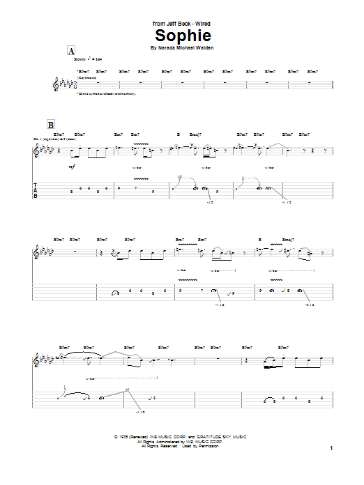 Learn to play Jeff Beck Sophie sheet music for Guitar Tab in minutes. Price: 7.8900$ Jeff Beck Sophie sheet music notes and chords arranged for Guitar Tab