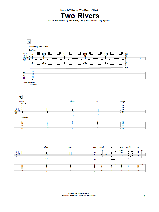 Learn to play Jeff Beck Two Rivers sheet music for Guitar Tab in minutes. Price: 7.8900$ Jeff Beck Two Rivers sheet music notes and chords arranged for Guitar Tab