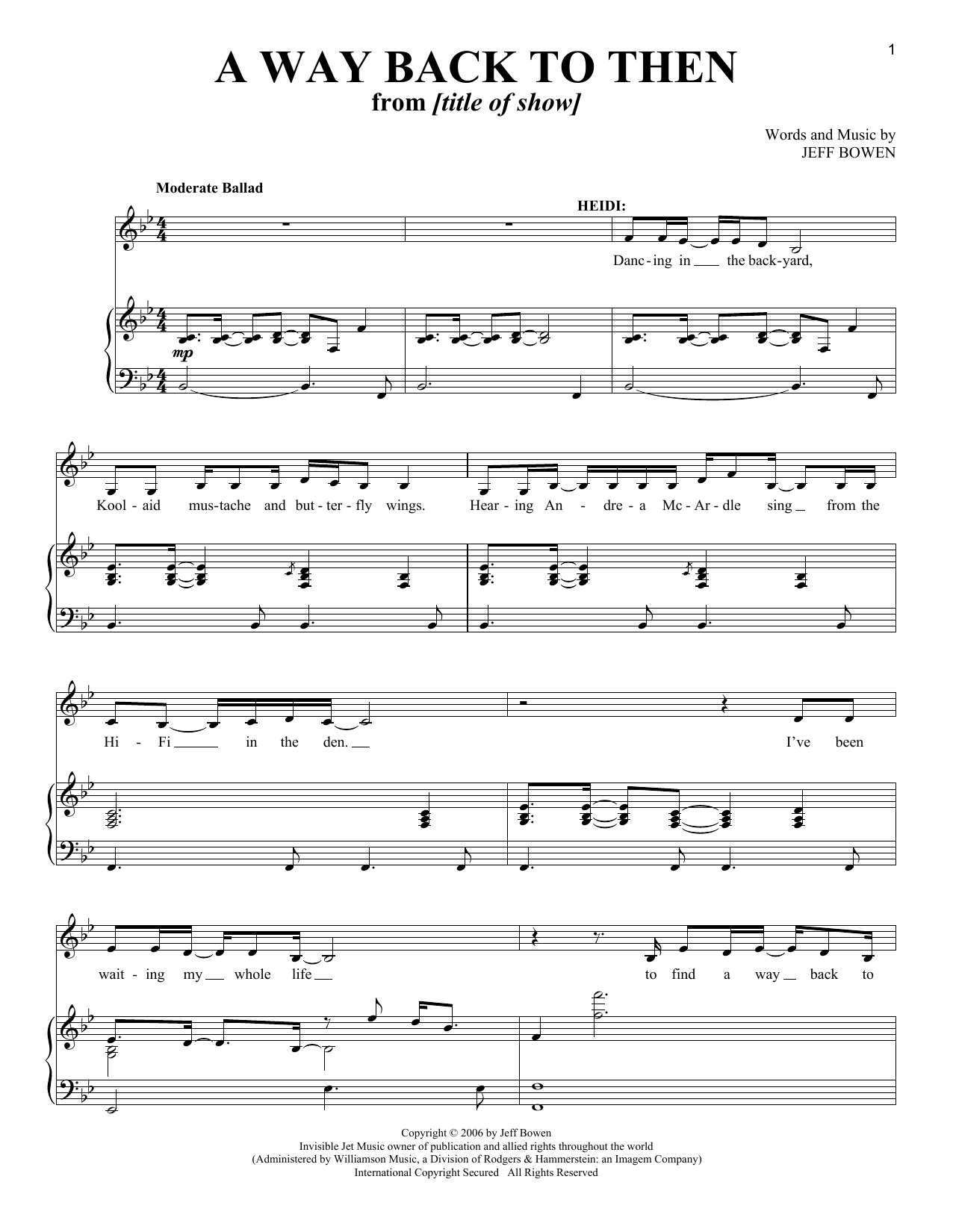 Jeff Bowen A Way Back To Then sheet music notes and chords. Download Printable PDF.