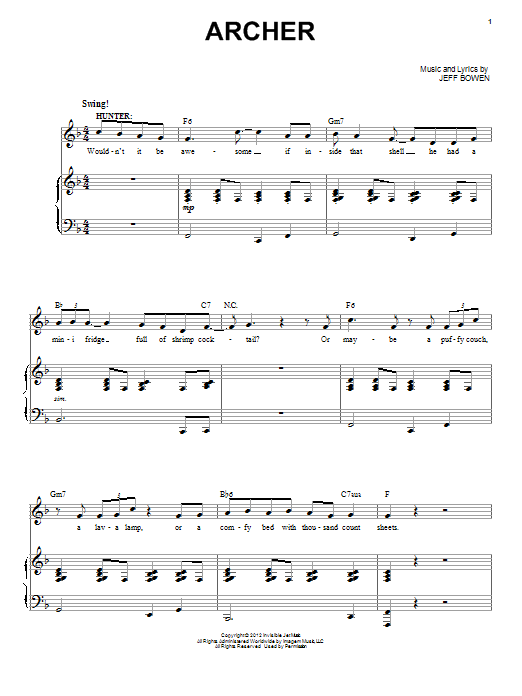 Learn to play Jeff Bowen Archer sheet music for Piano & Vocal in minutes. Price: 7.8900$ Jeff Bowen Archer sheet music notes and chords arranged for Piano & Vocal